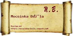 Mocsinka Béla névjegykártya